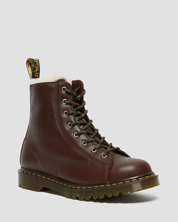 Dr Martens Barton Made in England Shearling Forede Læder Vinterstøvler Herre Brune | DK 574AHK